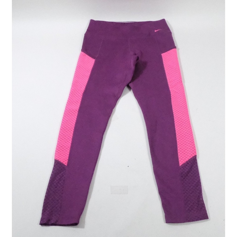 Nike Leggings Womens Medium Purple Therma-Fit Athletic‎ Mesh Panel Tights Active